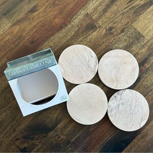 Thirstystone Set of Four 4” Sandstone Coasters with Cork Backing - New in Box